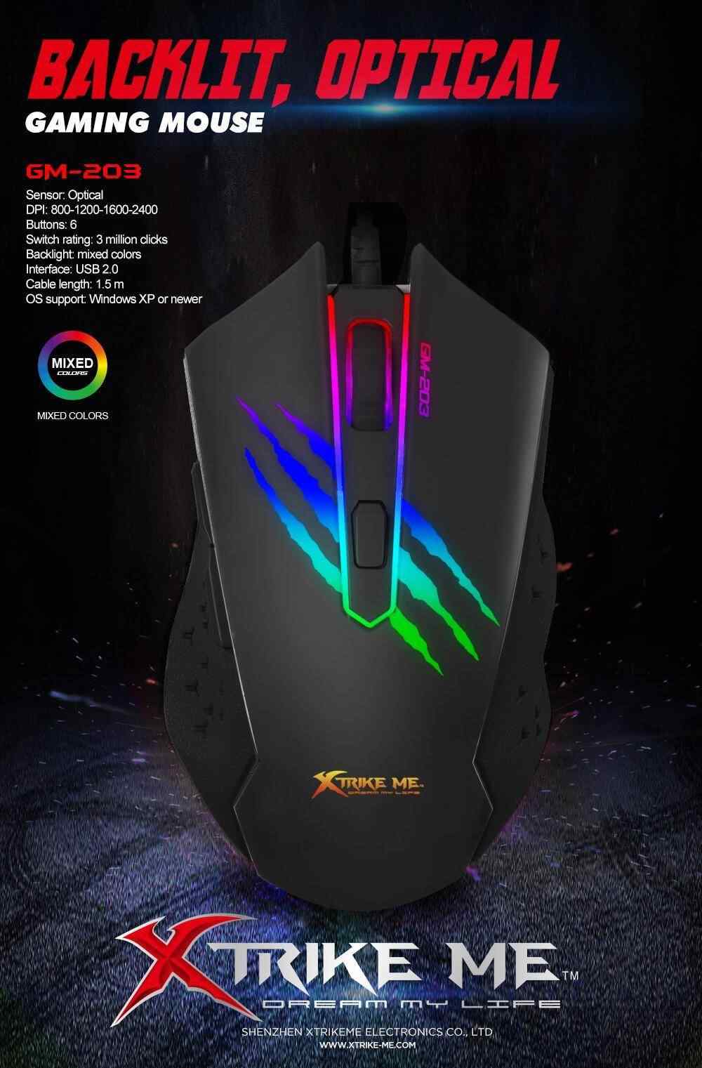 Xtrike Me GM-203BK RGB Gaming Mouse 3600 DPI Ayarlanabilir RGB ışıklı/DPI