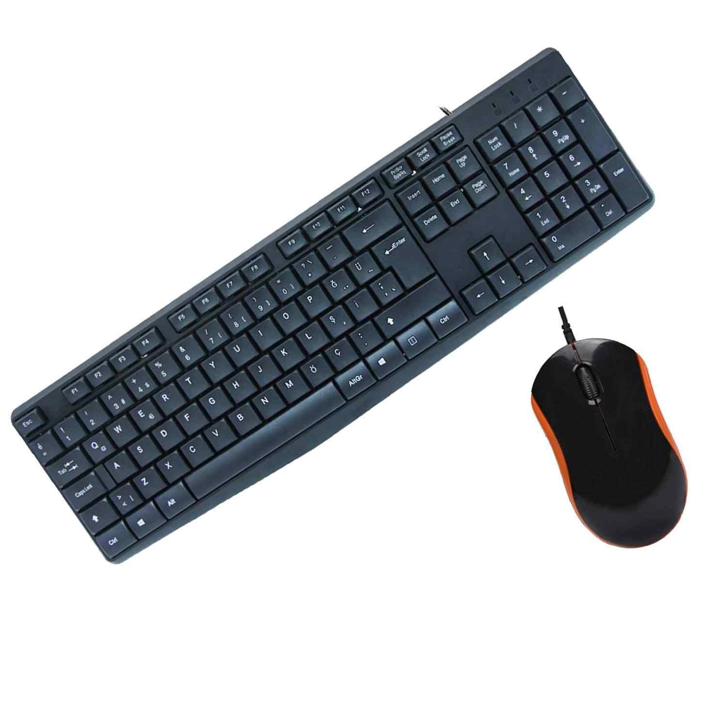 Concord C-1573 Wired Usb Kablolu Klavye Mouse Set -Siyah/Turuncu