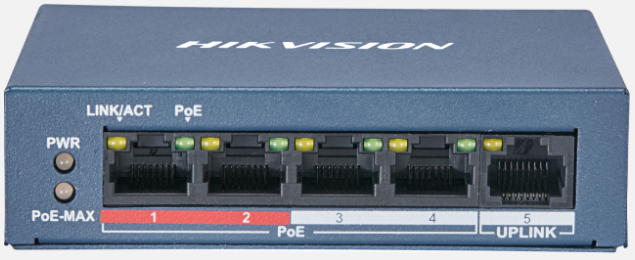 Hıkvısıon 5 PORT PoE DS-3E0105P-E/M 10/100, 5x PoE 38W, Yönetilemez Switch