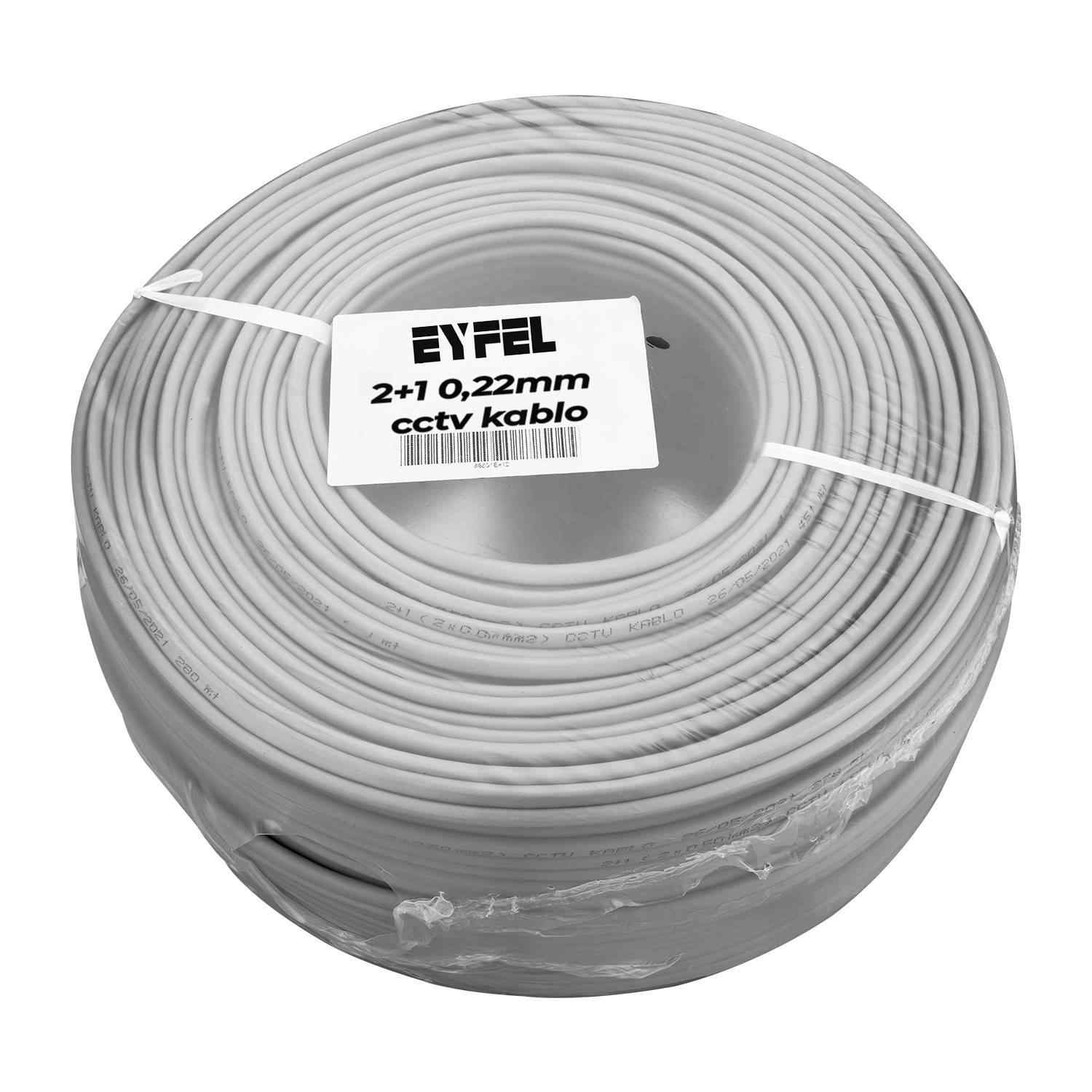 Eyfel EF-C100 100 METRE 2+1 0.22 mm Folyolu Lüks CCTV Güvenlik Kamera Kablosu
