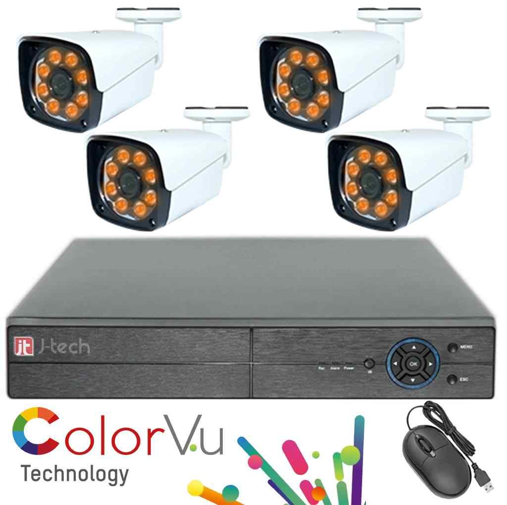 J-Tech 4 Kamera GECE Renkli ColorVU WARM LİGHT 5MP SONY HD LENS 1080P+H265 XMEYE HİBRİT Kayıt Cihazı