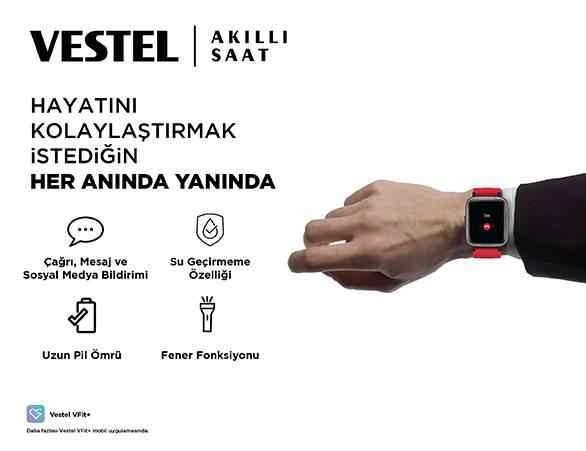 Vestel Akıllı Saat Mavi -Siyah Kordon hediyeli Vestel Türkiye Garantili