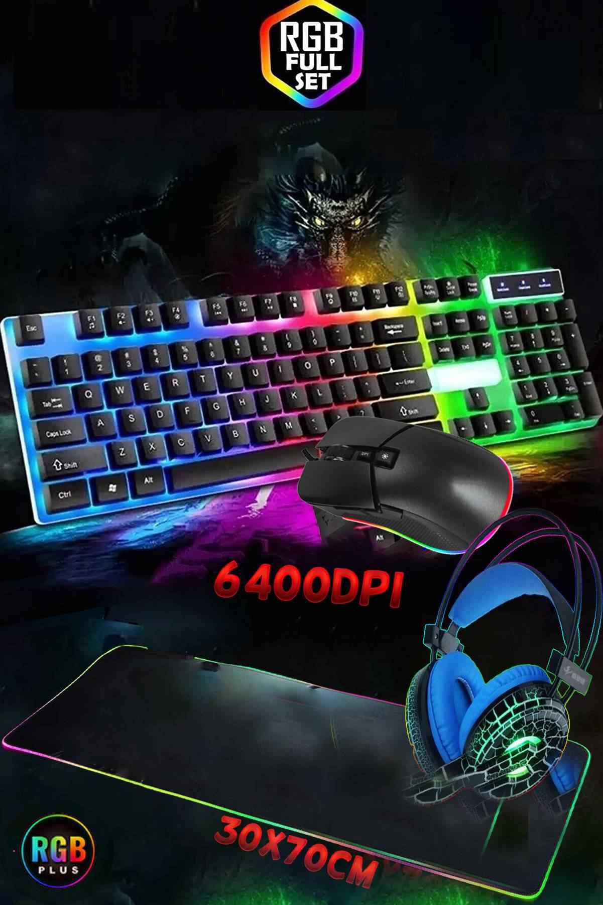 J-Tech SPRANGE 4 in 1 RGB Klavye Mause Pad Kulaklık Işıklı Oyuncu Gaming Set TR-Türkçe Q